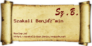 Szakali Benjámin névjegykártya